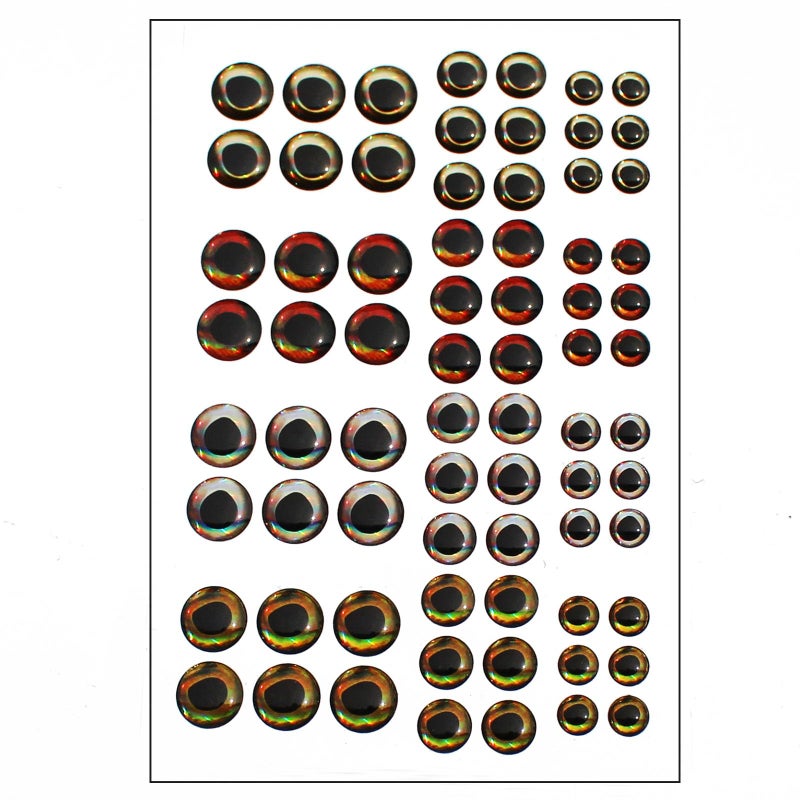 Tigofly 72 pcs Mixed 4 Colors 3D/4D Fish Eyes Realistic Sticky Fishing Lure Eyes Crafts for Lures Baits Fly Tying Materials 6mm/8mm/10mm - Image 1